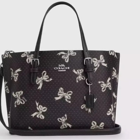 Coach Black and Cream Bow Pattern Tote - Picture 1 of 8